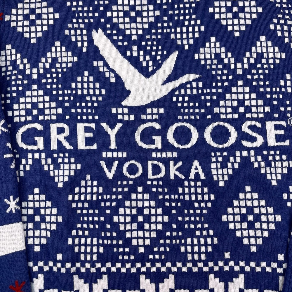 Grey Goose Vodka Ski Resort Sweater Blue Fair Isle Holiday Knit Men's Medium - Picture 3 of 8